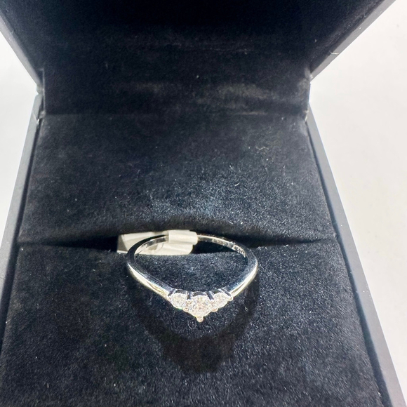 Moissanite Wedding Band Three Stone Anniversary Ring Guard Round GRA Certified - Picture 14 of 15